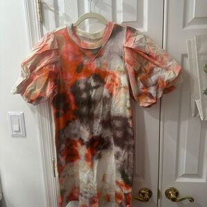 Marie Oliver Multicolor Tie-Dye T-shirt Dress With Puffy Sleeves